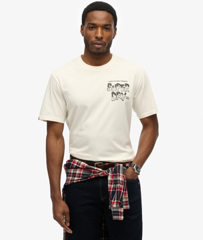 Superdry & Co Men’s B-movie Graphic Loose shirt White Off White – Size: Superdry & Co Men’s B-movie Graphic Loose shirt White Off White – Size: