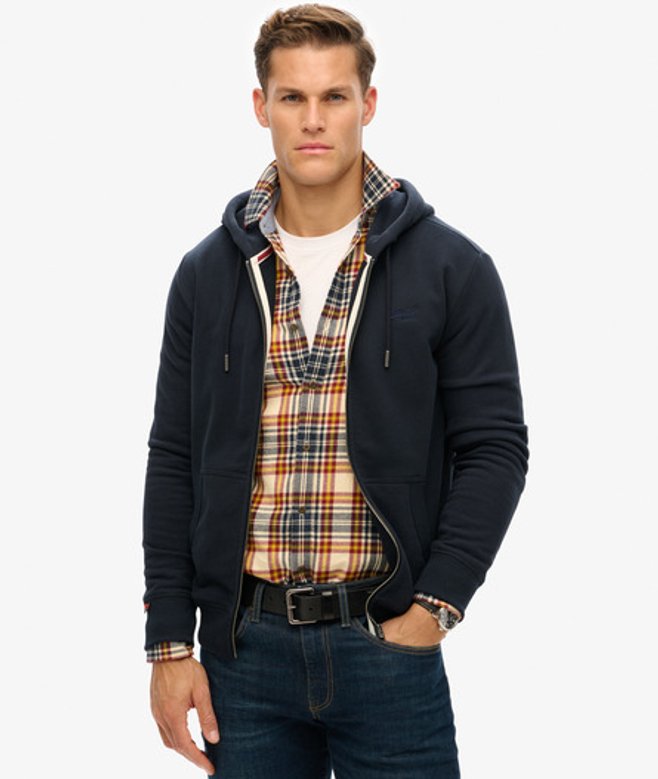 Superdry & Co Men’s Essential Logo Half Brushed Zip Hoodie Navy Eclipse Navy – Size: Superdry & Co Men’s Essential Logo Half Brushed Zip Hoodie Navy Eclipse Navy – Size: