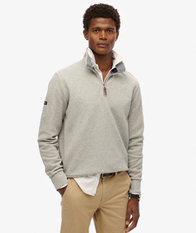 Superdry & Co Men’s Core Pique Half Zip Sweatshirt Grey Grey Marl – Size: Xxl
