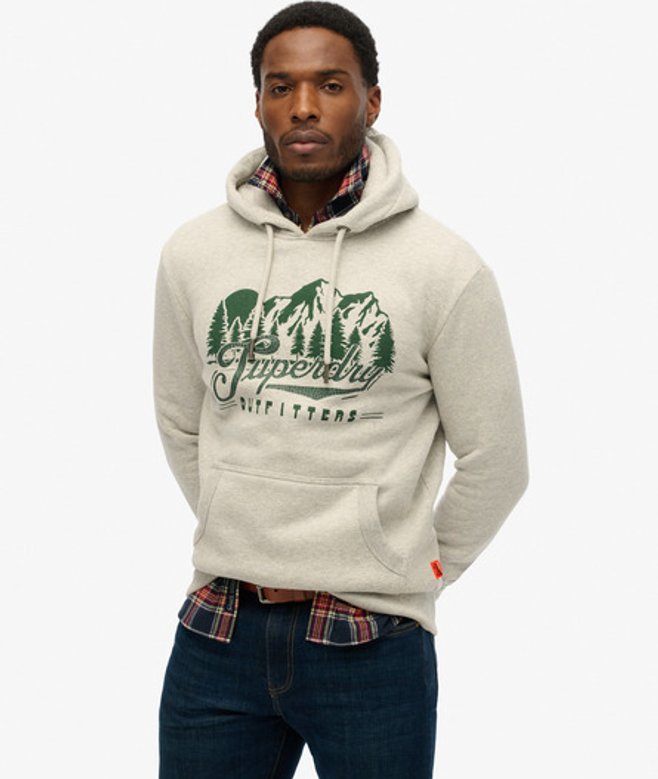 Superdry & Co Men’s Outfitters Hoodie Light Grey Glacier Grey Marl – Size: