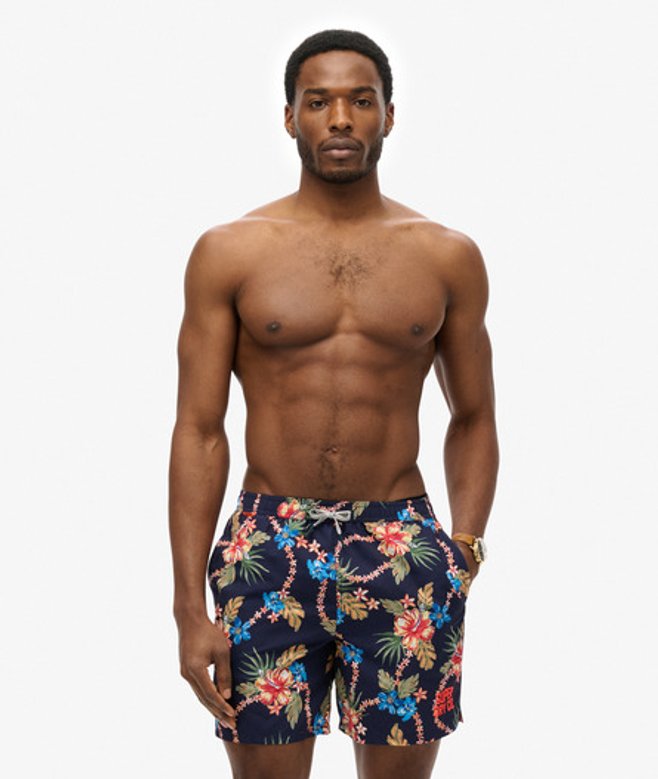 Superdry & Co Men’s Hawaiian Print -Inch Swim Shorts Navy Tropical Chain Navy – Size: