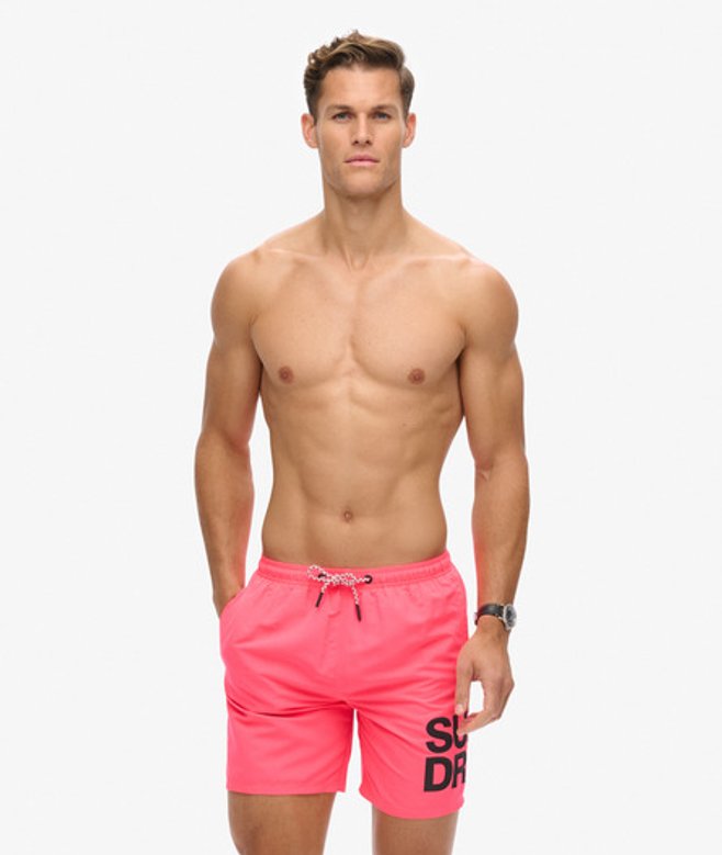 Superdry & Co Men’s Sportswear Logo – Recycled Swim Shorts Pink Shocking Pink – Size: