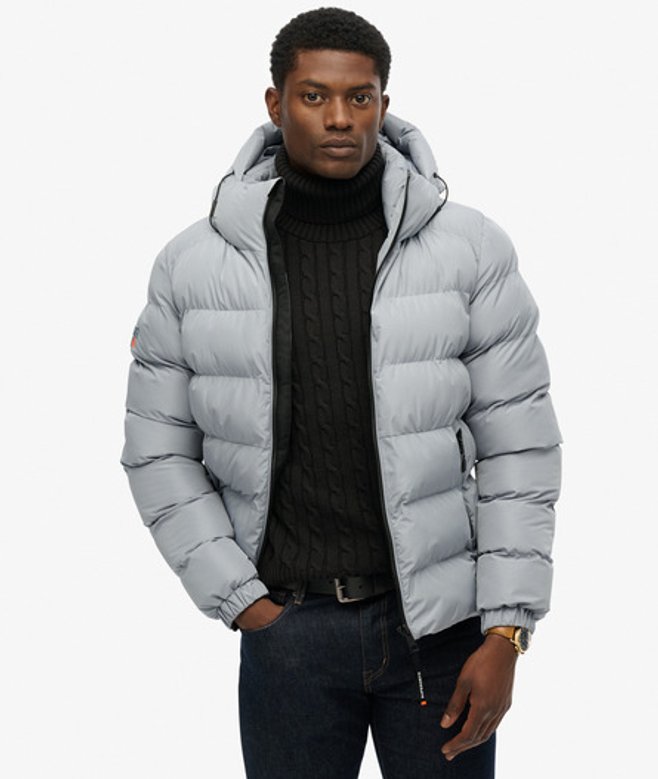 Superdry & Co Men’s Hooded Sports Puffer Jacket Blue Washed Denim – Size: Xxxl Superdry & Co Men’s Hooded Sports Puffer Jacket Blue Washed Denim – Size: Xxxl