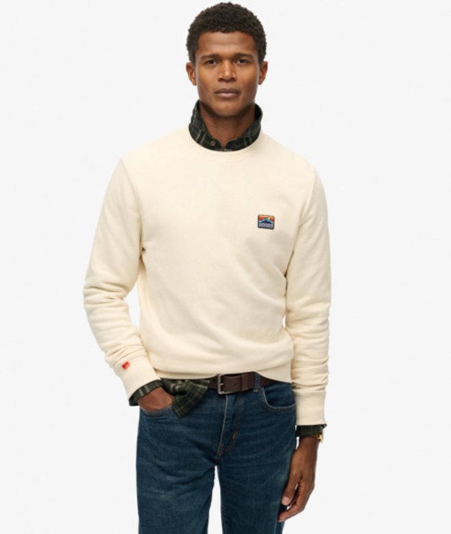 Superdry & Co Men’s Great Outdoors Embroidered Sweatshirt Cream Oatmeal Beige – Size: Xxxl