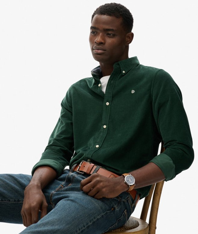 Superdry & Co Men’s Classic Needle Cord Shirt Green Enamel Green – Size: Superdry & Co Men’s Classic Needle Cord Shirt Green Enamel Green – Size: