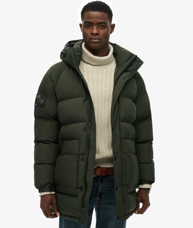 Superdry & Co Men’s Xpd Long Baffle Parka Jacket Green Surplus Goods Olive Green – Size: