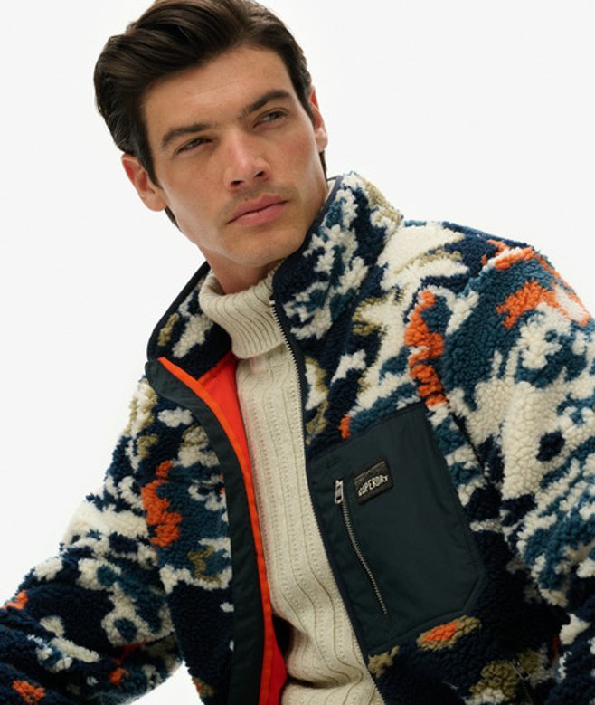 Superdry & Co Men’s Printed Zip Through Fleece Green Lichen Print – Size: Superdry & Co Men’s Printed Zip Through Fleece Green Lichen Print – Size: