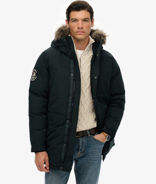 Superdry & Co Men’s Everest Faux Fur Parka Jacket Green Cedar Dark Green – Size: