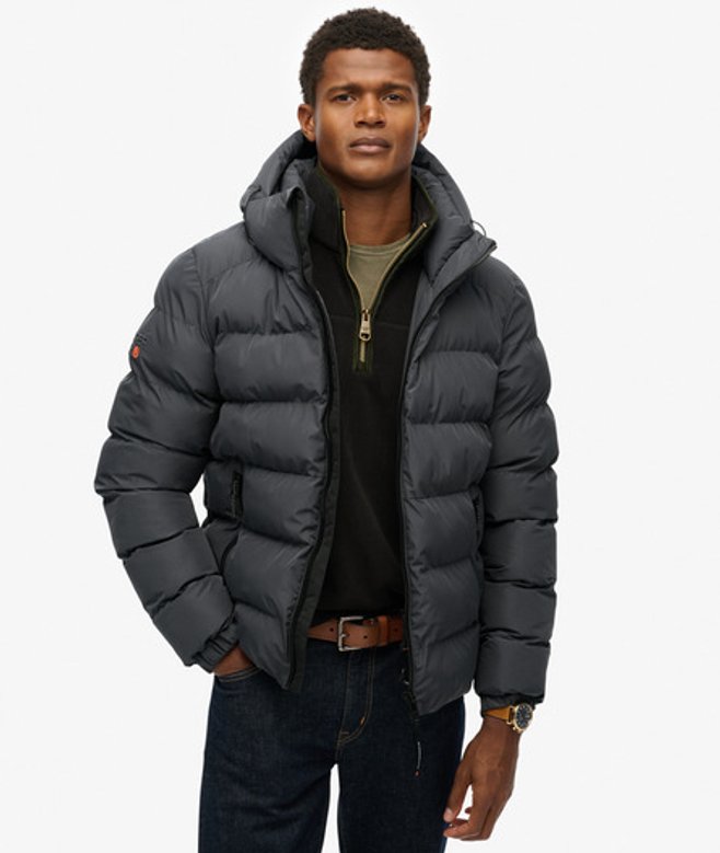 Superdry & Co Men’s Hooded Sports Puffer Jacket Black Ebonyebony – Size: