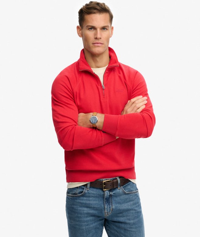 Superdry & Co Men’s Essential Logo Raglan Henley Sweatshirt Red Indiana Red – Size:
