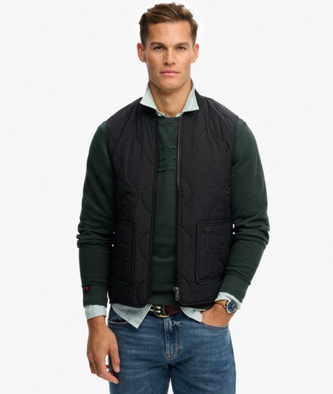 Superdry & Co Men’s Military Liner Vest Jacket Black Jet Black – Size: