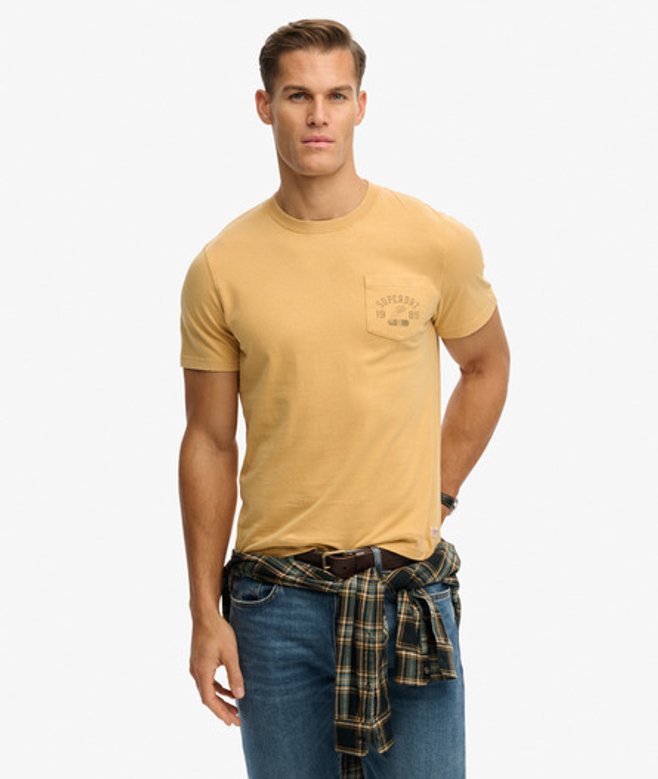 Superdry & Co Men’s Vintage Prep Relaxed Pocket shirt Yellow Winter Gold – Size: