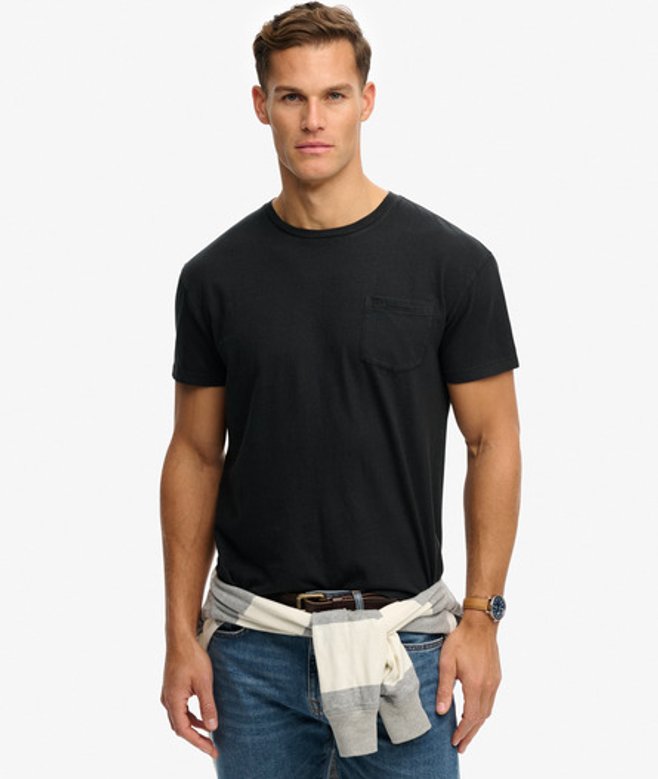 Superdry & Co Men’s Classic Cotton Linen Pocket shirt Black Jet Black – Size: Xxl