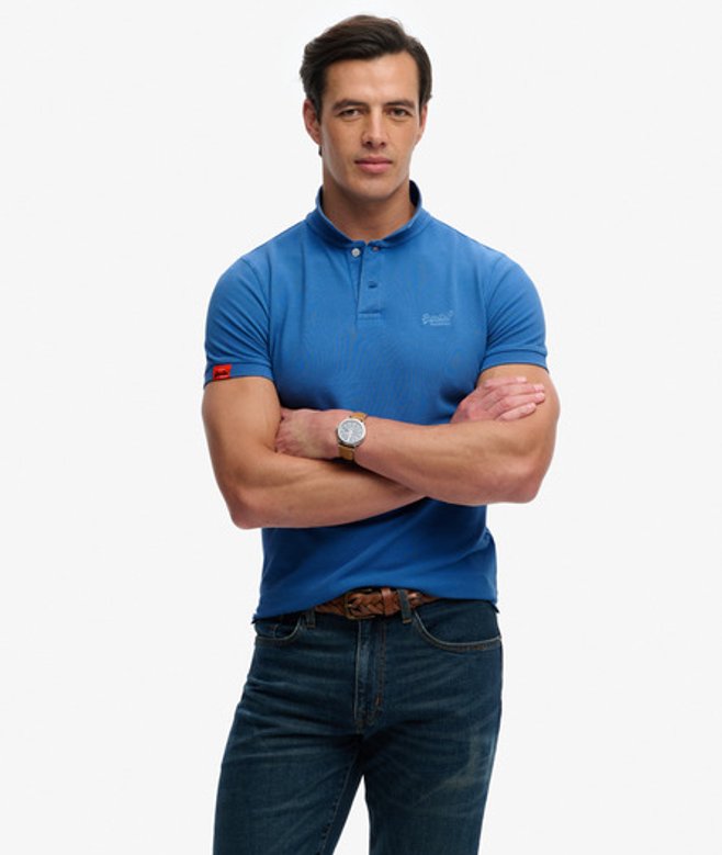 Superdry & Co Men’s Vintage Destroy Polo Shirt Blue Blue Yonder – Size: