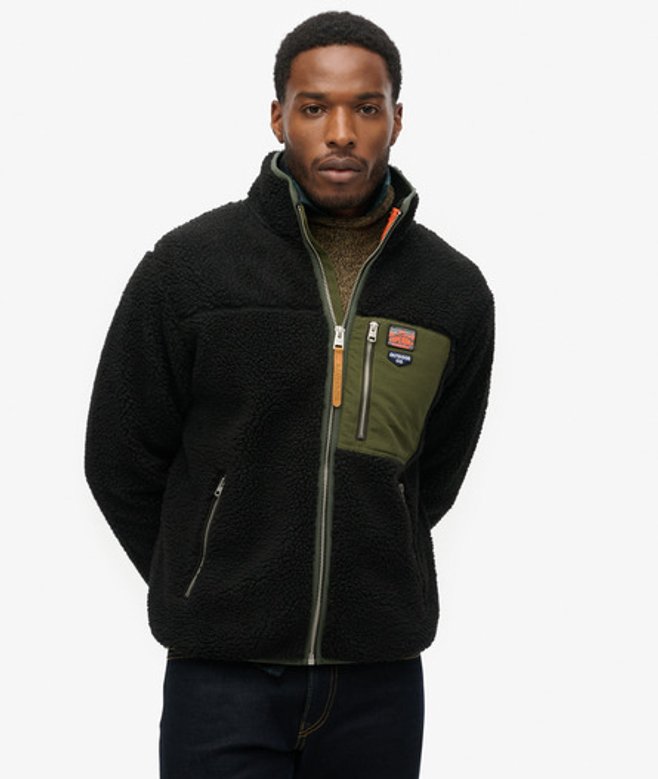 Superdry & Co Men’s Vintage Retro Borg Fleece Jacket Black – Size: Superdry & Co Men’s Vintage Retro Borg Fleece Jacket Black – Size: