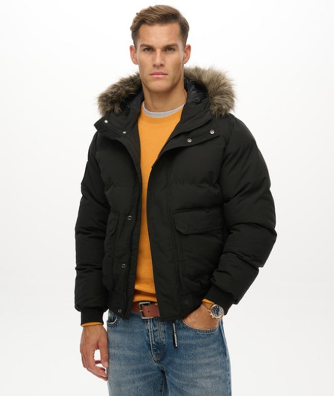 Superdry & Co Men’s Everest Hooded Puffer Bomber Jacket Black Jet Black – Size: Xxl Superdry & Co Men’s Everest Hooded Puffer Bomber Jacket Black Jet Black – Size: Xxl