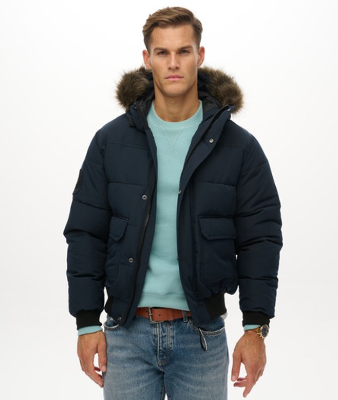 Superdry & Co Men’s Everest Hooded Puffer Bomber Jacket Navy Nordic Chrome Navy – Size: Superdry & Co Men’s Everest Hooded Puffer Bomber Jacket Navy Nordic Chrome Navy – Size: