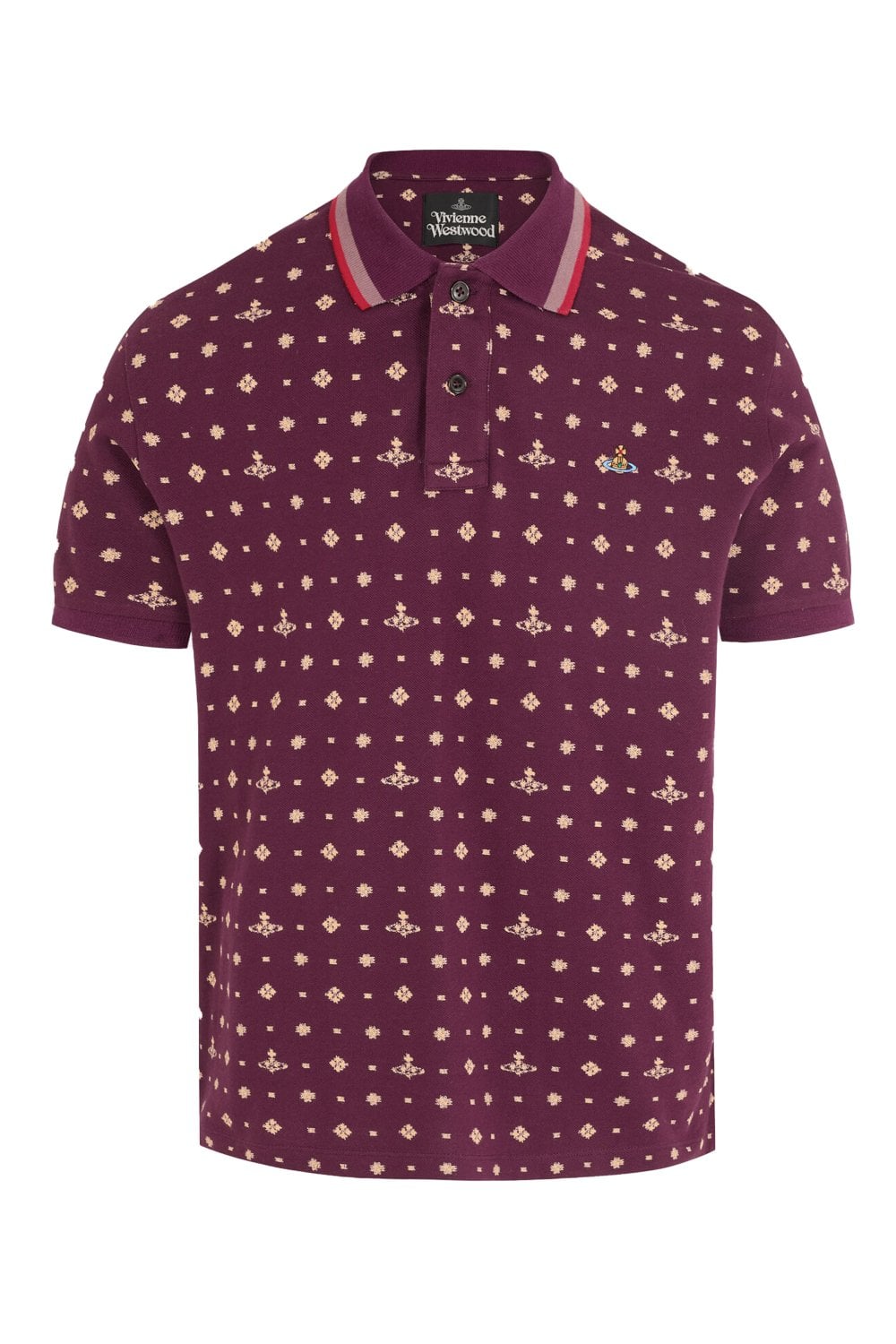 VIVIENNE WESTWOOD ALL OVER ORB POLO SHIRT Size: , colour: BURGUNDY