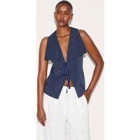 Indigo Blue Striped Cotton Waistcoat Indigo Blue Striped Cotton Waistcoat