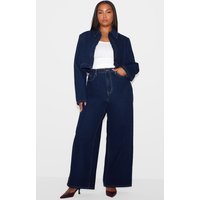 Plus Indigo Contrast Stitch Wide Leg Jeans Plus Indigo Contrast Stitch Wide Leg Jeans