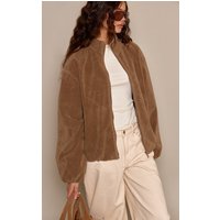 Mushroom Faux Suede Bomber Jacket Mushroom Faux Suede Bomber Jacket