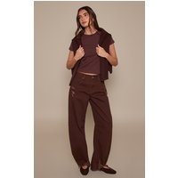 Chocolate Distressed Barrel Jeans