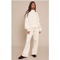 Petite Cream Mid Rise Drawstring Wide Leg Joggers Petite Cream Mid Rise Drawstring Wide Leg Joggers