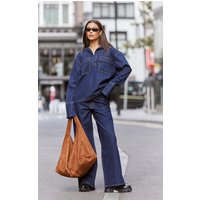 Indigo Contrast Stitch High Waist Wide Leg Jeans Indigo Contrast Stitch High Waist Wide Leg Jeans