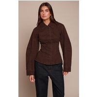 Chocolate Balloon Sleeve Ced Denim Shirt