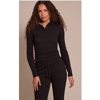 Tall Black Collared Long Sleeve Rib Top Tall Black Collared Long Sleeve Rib Top