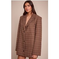 Brown Check Oversized Structured Blazer Dress Brown Check Oversized Structured Blazer Dress