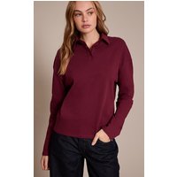 Plum Cotton Polo Collar Long Sleeve Top Plum Cotton Polo Collar Long Sleeve Top