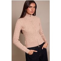 Oatmeal Cable Knit Long Sleeve Zip Up Jumper Oatmeal Cable Knit Long Sleeve Zip Up Jumper