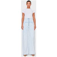 Light Blue Acid Wash Seam Detail Corset Waist Jeans