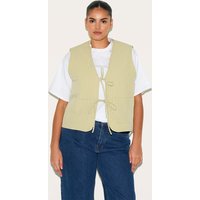 Plus Sage Padded Stripe Waistcoat