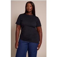 Plus Black Cotton Ruched Side Asymmetric Hem shirt