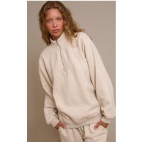 Oatmeal Marl Quarter Zip Sweatshirt, Beige