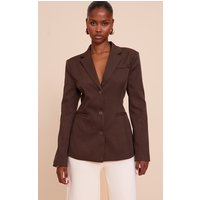 Dark Brown Ced Back Single Breasted Blazer