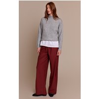 Plum Woven Drawstring Low Rise Relaxed Trousers