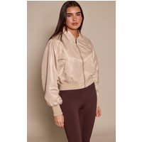 Stone Cropped Nylon Bomber Jacket Stone Cropped Nylon Bomber Jacket