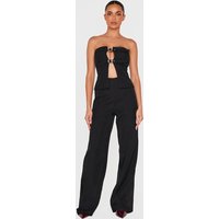 Black Tailored Woven Thin Belt Detail Bandeau Jumpsuit