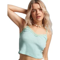 Ribbed tank top with lace trim Superdry