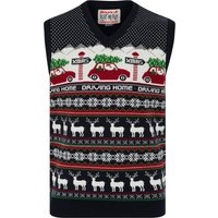 Jumpers Men’s Christmas Home Motif Novelty Knitted Christmas V-Neck Sleeveless Tank Top in Ink – Merry Christmas