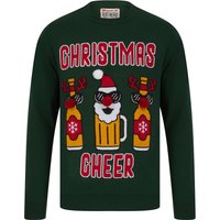 Jumpers Men’s Christmas Cheer Novelty Knitted Christmas Jumper in Holly Green – Merry Christmas