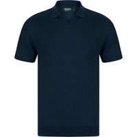 Polo Shirts Goodwins Textured Weave Knitted Cotton Open Collar Polo Shirt in Evening Dusk – Kensington Eastside