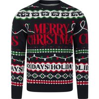 Jumpers Men’s Xmas Wrapping Paper Pattern Novelty Knitted Christmas Jumper in Ink – Merry Christmas