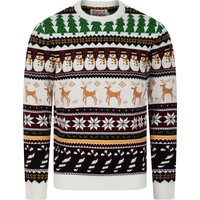 Jumpers Men’s Vintage Wrapping Paper Pattern Novelty Knitted Christmas Jumper in Laundered Ecru – Merry Christmas Jumpers Men’s Vintage Wrapping Paper Pattern Novelty Knitted Christmas Jumper in Laundered Ecru – Merry Christmas