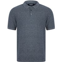 Polo Shirts Debling Textured Moss Stitch Knitted Cotton Polo Shirt in Navy Twist – Kensington Eastside