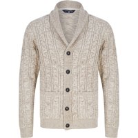 Cardigans Manji Chunky Cable Knitted Cardigan with Shawl Collar in Natural Twist Cardigans Manji Chunky Cable Knitted Cardigan with Shawl Collar in Natural Twist
