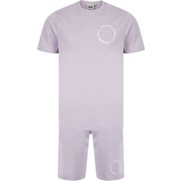 Shirts Jogger Shorts Kade Motif Cotton Crew Neck Shirt and Brushback Fleece Jogger Shorts Set in Lilac